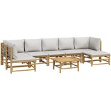 The Living Store 8-dijelna vrtna garnitura od bambusa sa svjetlosivim jastucima | shoptok.hr