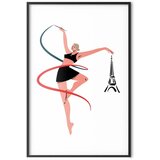  Plakat - Illustration of a Woman with a Ribbon - Artistic Gymnastics 60x90 Crni okvir | shoptok.hr