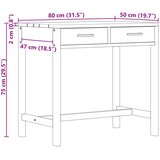  Stol s ladicama Prirodna Čvrsto teak drvo 80 x 50 x 75 cm | shoptok.hr