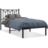 The Living Store Kovinski posteljni okvir z vzglavjem črn 75x190 cm - Posteljni Okvir, (21527788) | Shoptok.si