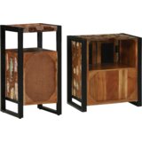 vidaXL Komplet pohištva za kopalnico 2 pcs Rjava trden predelan les | Shoptok.si