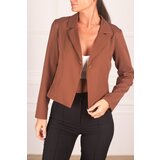 armonika Women's Brown One Button Crop Jacket Cene
