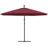  Konzolni vrtni suncobran s LED svjetlima 350 cm bordo | shoptok.hr