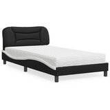 vidaXL Postelja z vzmetnico črna in bela 100x200 cm umetno usnje Cene