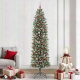 vidaXL Umjetno vitko božićno drvce s stalakom Zelena i bijela 240 cm | shoptok.hr