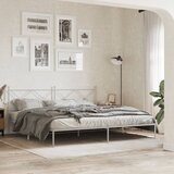 Maison Chic Kovinski Posteljni okvir - Dvoposteljna postelja - Zakonska postelja z vzglavjem bel 200x200 cm, (21693263) | Shoptok.si