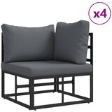  Sjedeća garnitura za vrt s jastukom 6 pcs Crna Čelik | shoptok.hr