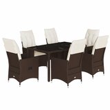  7-dijelni vrtni blagovaonski set s jastucima poliratan smeđi Smeđa 150 x 90 x 75 cm | shoptok.hr