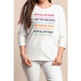 Fenzy Plus Size Bombažna Majica S Potiskom, Bela | Shoptok.si