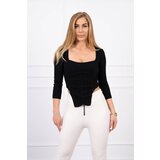 Kesi Ribbed blouse with neckline black Cijene