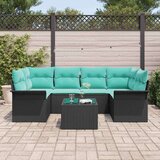  Vrtna sedežna garnitura 7 pcs Črna in turkizna 55 x 55 x 37 cm, (5000020527) | Shoptok.si