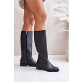 Zazoo Leather Women's Knee-High Boots with Zip Lewski 3616 Black | shoptok.hr