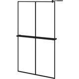 Pregrada za tuš s policom crna 118x190 cm staklo ESG i aluminij | shoptok.hr