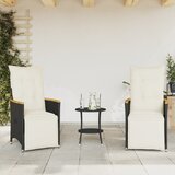  3-dijelni bistro set s jastucima crni od poliratana | shoptok.hr