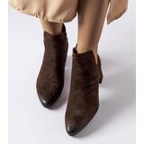 Gemre Brown ankle boots with low block heel Vinceza | Shoptok.si