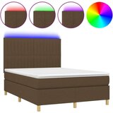  Box spring postelja z vzmetnico LED temno rjava 140x200cm blago, (20900693) | Shoptok.si