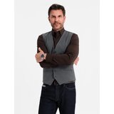 Ombre Men's suit vest with classic detailing and lining - graphite | ePonuda.com