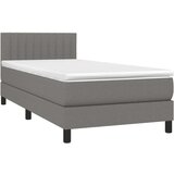  Box spring postelja z vzmetnico LED temno siva 90x200 cm blago, (20724575) | Shoptok.si