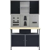 vidaXL Delovna klop s tremi stenskimi paneli in eno omarico | Shoptok.si