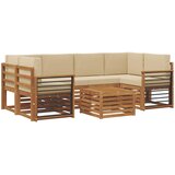  Set vanjskih sofa 7 kom. Prirodna i bež Čvrsto drvo akacije | shoptok.hr