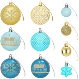  Set božićnih kuglica 88 kom. Tamnoplava, svijetloplava i zlatna | shoptok.hr