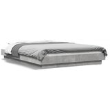  Okvir krevet s LED svjetlima siva boja betona 135x190 cm drveni | shoptok.hr