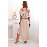 Kesi Włoski Women's off-the-shoulder dress with a longer back beige | shoptok.hr