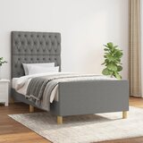 Maison Chic Posteljni okvir - Enojna postelja - Postelja za odrasle brez vzmetnice temno siv 100x200 cm blago-J7815, (21763555) | Shoptok.si