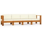 The Living Store Vrtni kavč s kremno belimi blazinami 4-delni akacijev les - Vrtni Kavč, (21422241) | Shoptok.si