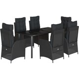  7-dijelni vrtni blagovaonski set s jastucima crni od poliratana | shoptok.hr