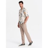 Ombre Men's linen blend rolled up chino pants - light brown | shoptok.hr