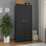 vidaXL Garderobna omara črna 80x52x180 cm iverna plošča Cene