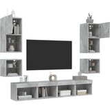  8-dijelni zidni TV elementi s LED svjetlima boja betona drveni | Eponuda.com