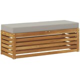  Vanjska stolica klupa s jastukom Prirodna 115 x 43 x 37 cm - Prirodna i svijetlo siva 115 cm Zatvoren prostor za noge | shoptok.hr