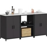 vidaXL Kuhinjski set za shranjevanje 3 pcs Črna 180 x 50 x 92 cm | Shoptok.si