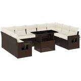 vidaXL 10-dijelni set vrtnih sofa od poliratana s jastucima smeđi | shoptok.hr