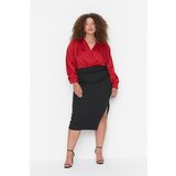 Trendyol Curve Black Side Ruffle Detailed Woven Skirt Cene