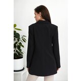 Dewberry 26139 Womens Large Size Woven Blazer Jacket-BLACK | shoptok.hr