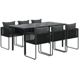  7-dijelni vrtni blagovaonski set crni Crna Dužina stola 160 cm | shoptok.hr