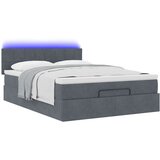 vidaXL Otomanska postelja z vzmetnico&LEDs temno siva 140x200cm žamet | Shoptok.si