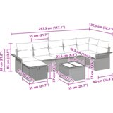  Set vrtnog kauča od 8 dijelova s jastučićima Bež poli ratan | shoptok.hr