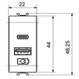 GEWISS USB dvostruka utičnica/napajanje za ugradnju na nosače CHORUS, 2x USB-A tip + C | Eponuda.com