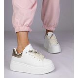 Gemre White sneakers with a golden insert and stiletto with rhinestones Floura | Shoptok.si