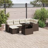 vidaXL 7-dijelni set vrtnih sofa od poliratana s jastucima smeđi | shoptok.hr