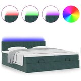 vidaXL Otomanski posteljni okvir z vzmetnicami zelen 200x200cm žamet, (21610550) | Shoptok.si