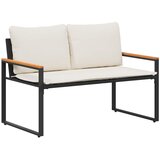  Klupa s jastukom Crna i krem-bijela 115 x 65 x 72 cm Ratan | Eponuda.ba