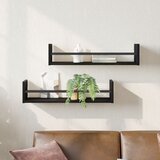 vidaXL Stenska polica Črni hrast Iverna plošča, lepenka 60 x 16 x 14 cm u