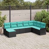 Vrtna sedežna garnitura z blazino 8 pcs Črna Poly ratan, (5000143200) | Shoptok.si