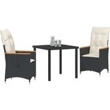  3-delni vrtni jedilni set s blazinami Črn poli ratan, (22087942) | Shoptok.si