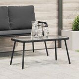 vidaXL Stolić za kavu Crni PE Ratan, Staklo, Čelik 90 x 45 x 43 cm Čvrst | shoptok.hr